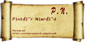 Pintér Nimród névjegykártya